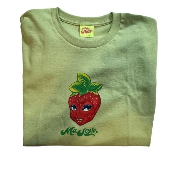 NWOT Ma Jolie Unisex Strawbaby Light Green Tee Shirt  - Size Large - Picture 2 of 6